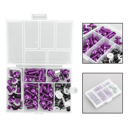 158x Motorbike Purple Fastener Clip Screw Kit Windscreen Fairing Bolt Universal