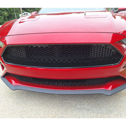 Solid Spare For 2018-2022 Ford Mustang Front Upper Grille + Lower Mesh Grill Honeycomb Black