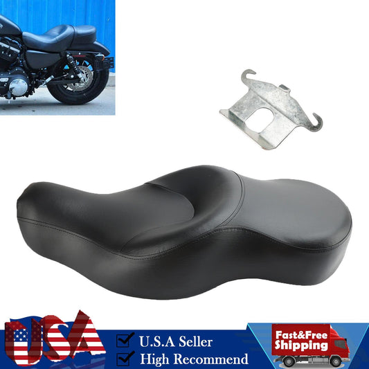 Leather Driver&Passengereat 2-up Forportster XL883N XL1200N 2004-2018 Black