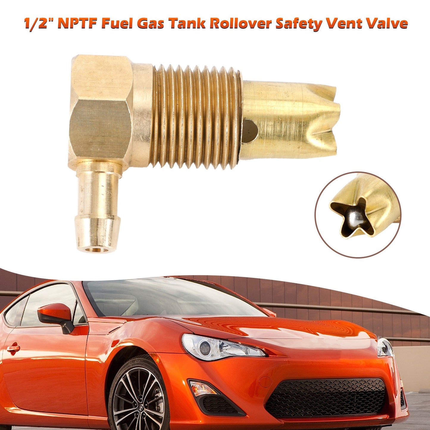 1/2" NPTF Fuel Gas Tank Rollover Safety Vent Valve Assembly 5/16 Hose UE