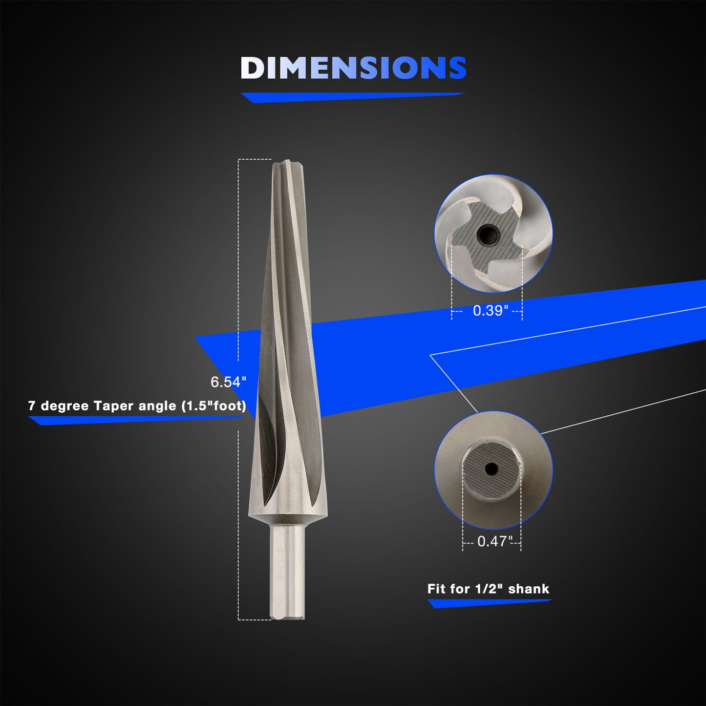 7 Degree Tapered Ball Joint Reamer For 1-1/2" Per Foot Ball Joint Tapered Reamer