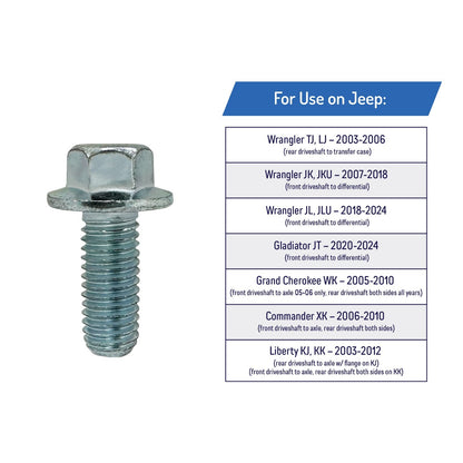 Driveshaft Bolts for Jeep Wrangler, Gladiator, Grand Cherokee, Commander Liberty