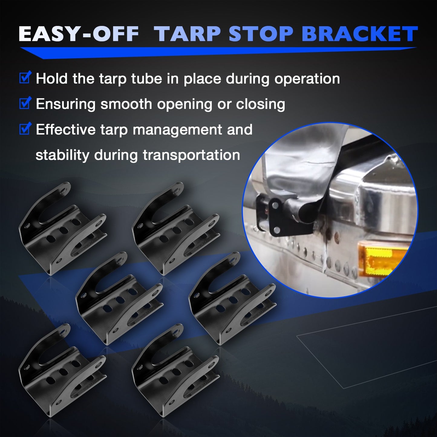6X 1100833 Heavy Duty Tarp Body Mount Stops Bracket For 17057751 Dump Truck Tarp
