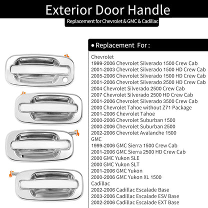 4X Exterior Door Handle Fit 1999-07 Chevy Silverado GMC Sierra Cadillac 15182406