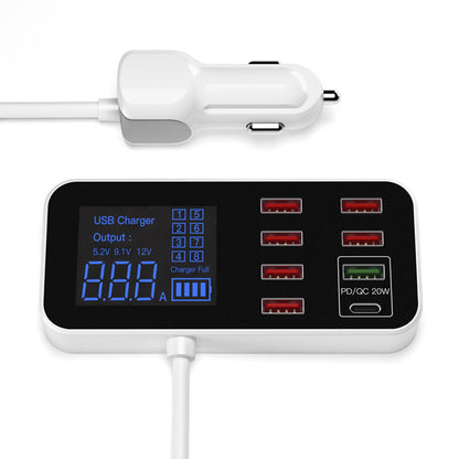 Car Charger USB PD5V1A QC3.0 Display Small Car 8 Port Car Cigarette Lighter