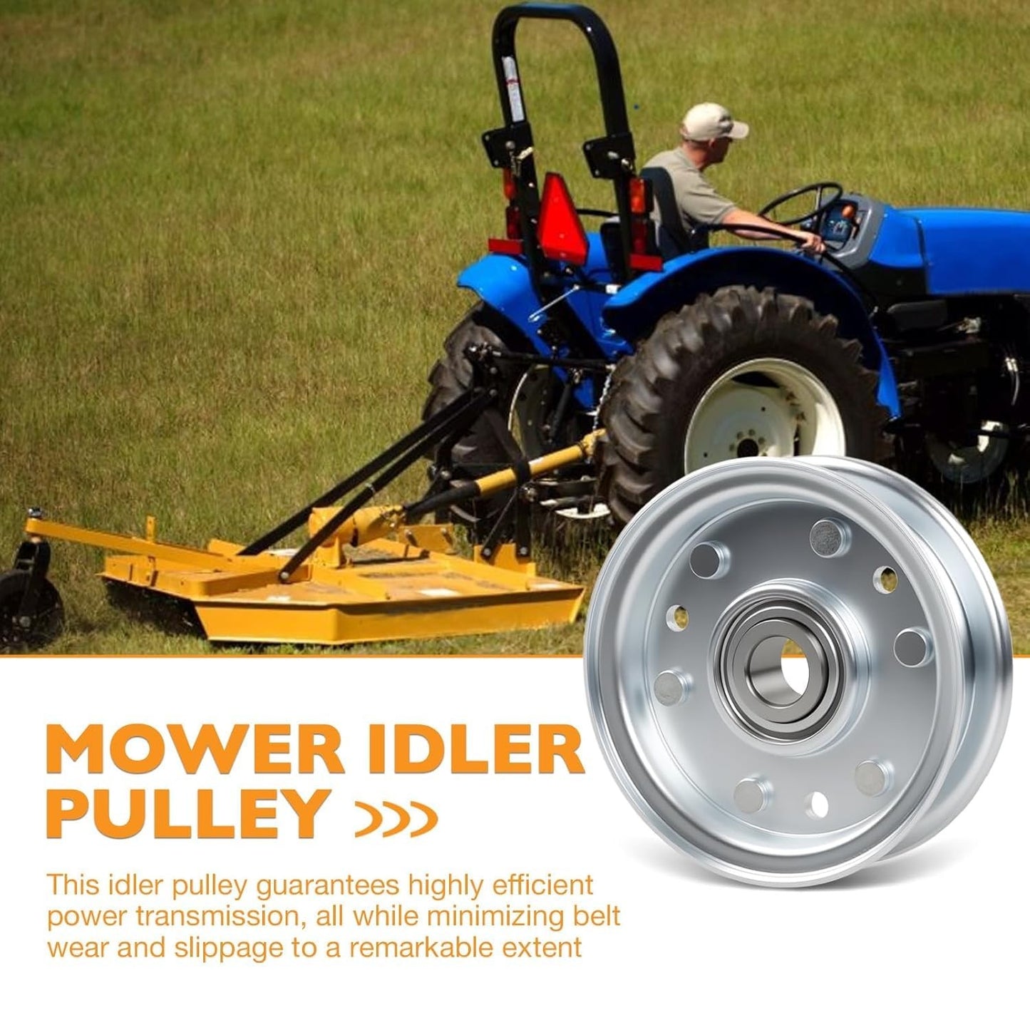 4Pcs 164090 Idler Flat Pulley For RFM Series 4' 5' 6' Finish Mower Lawn Tractor