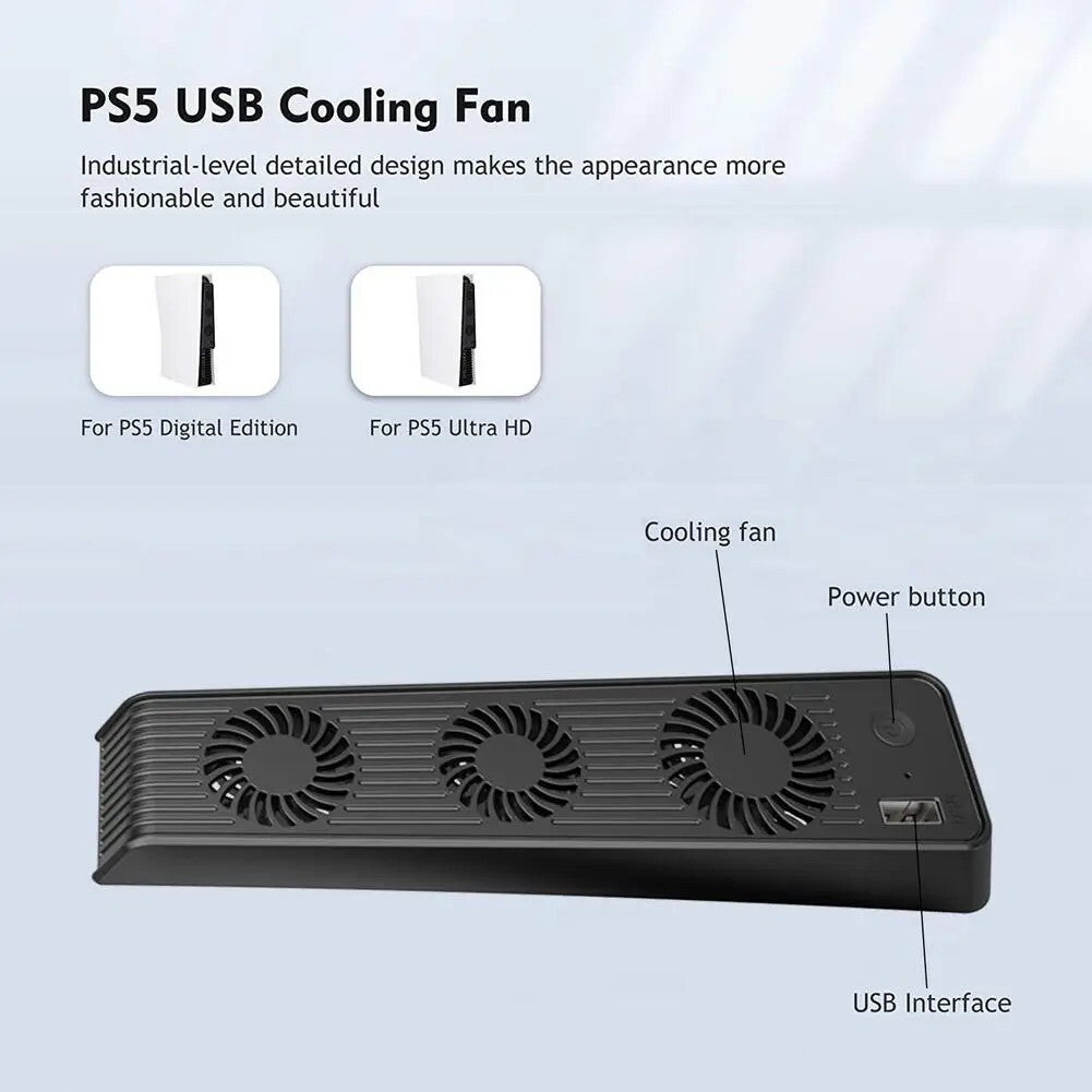 External Cooling Fan Cooler Game Accessories for PS5 PlayStation 5 Host Console