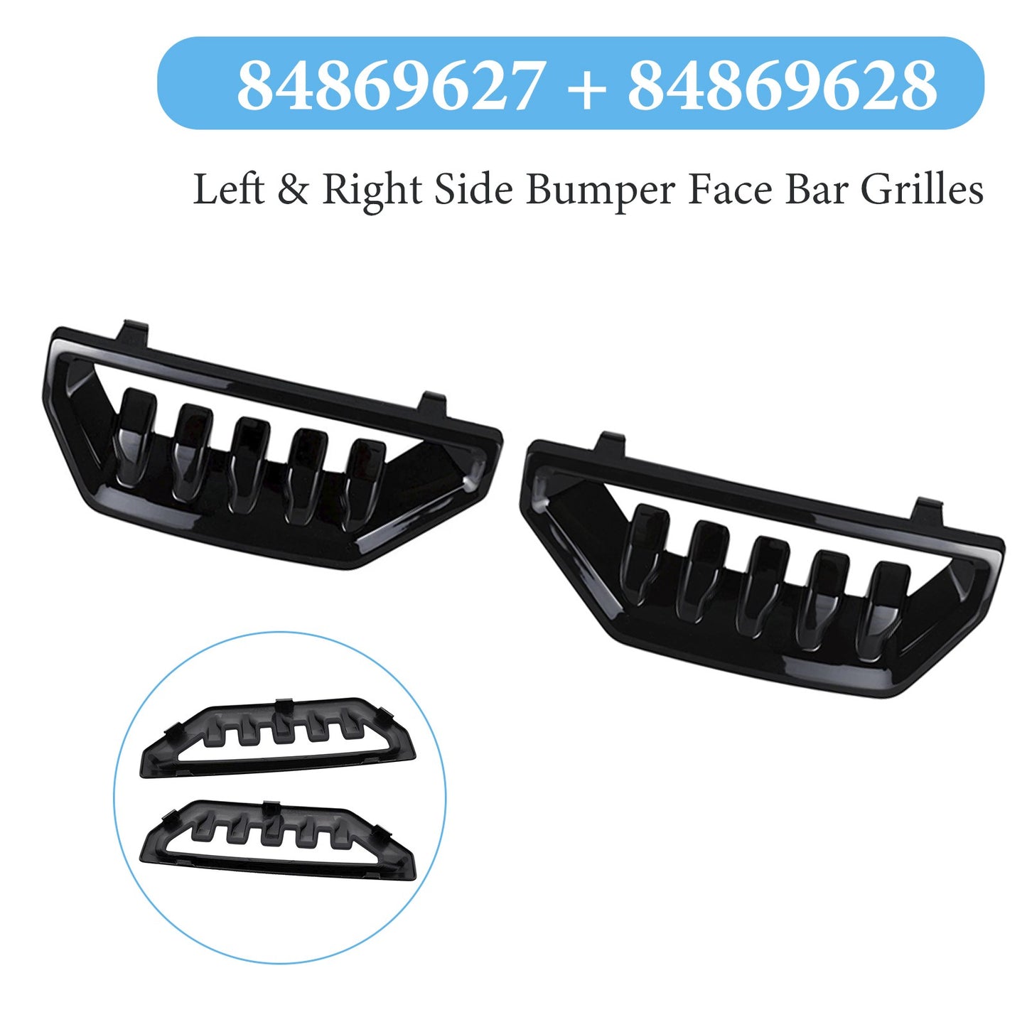 Left & Right Side Bumper Face Bar Grilles for GMC Sierra 1500 2022-2024