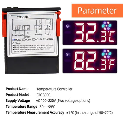 STC-3000 LED Digital Thermometer Temperature Controller Thermostat Regulator
