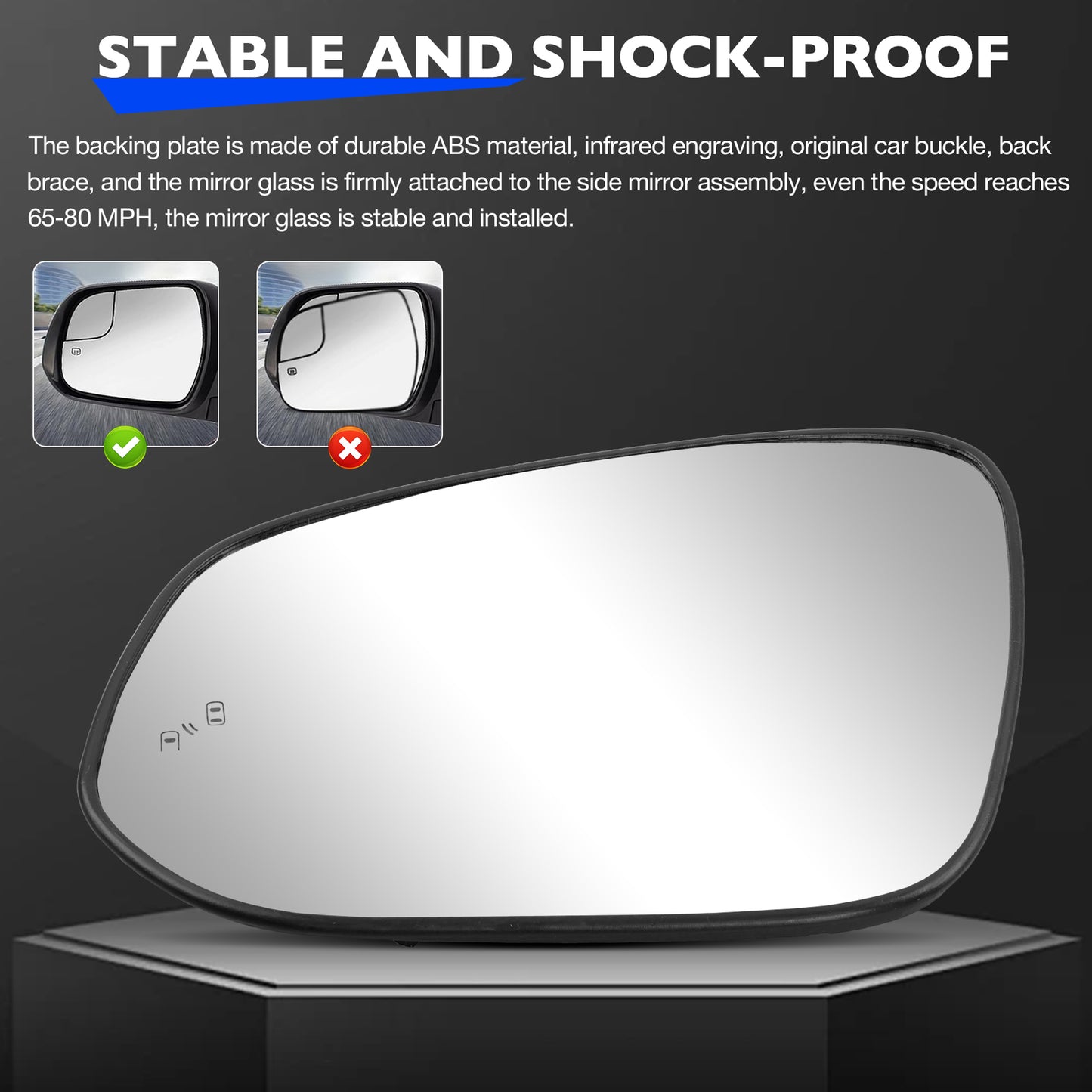 Heated Mirror Glass w/ BSD Left Driver Side For 13-24 Toyota RAV4 Tacoma 4Runner