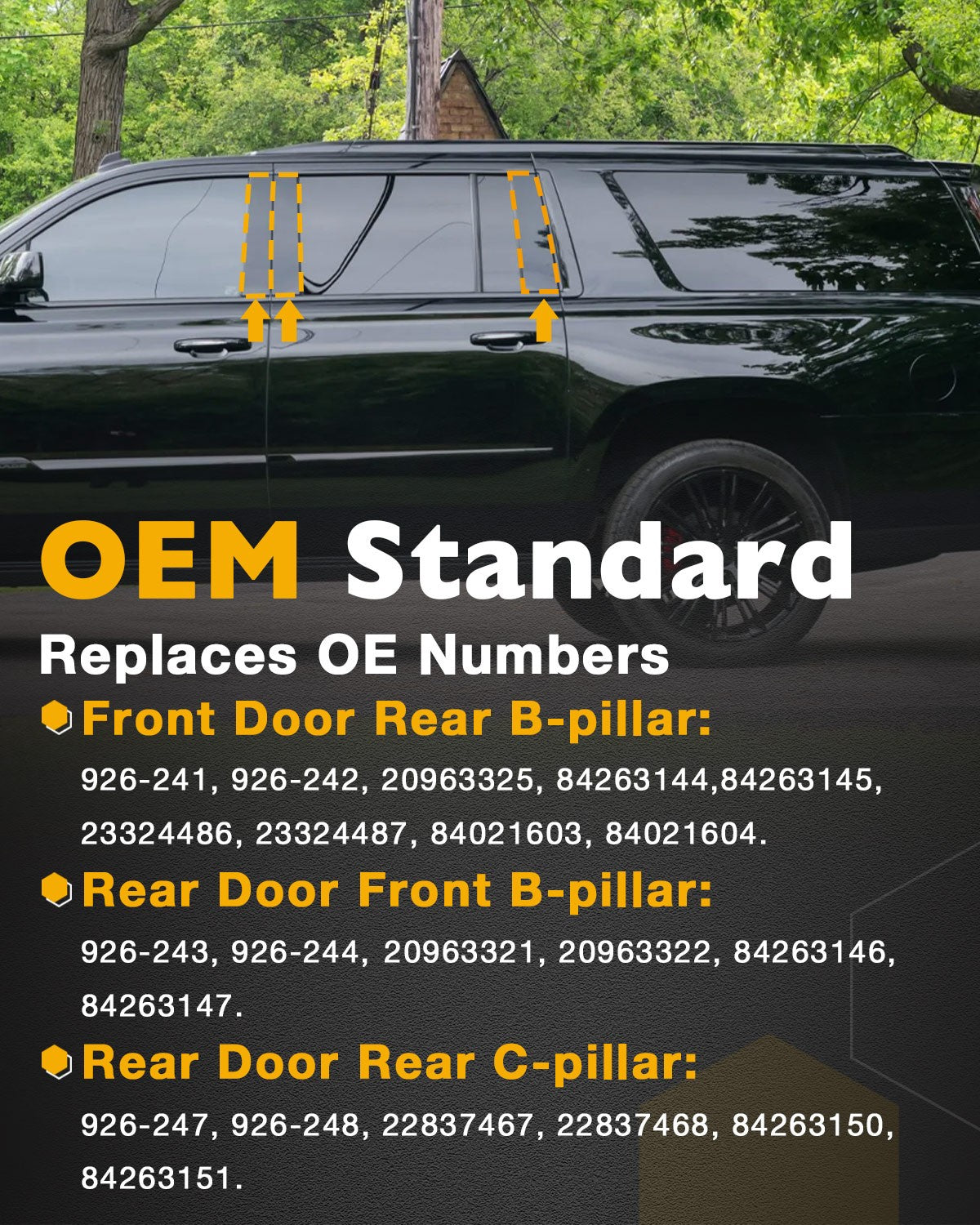 Door Window B/C Pillar Trim Molding Fit 15-18 Chevy Suburban GMC Yukon Cadillac