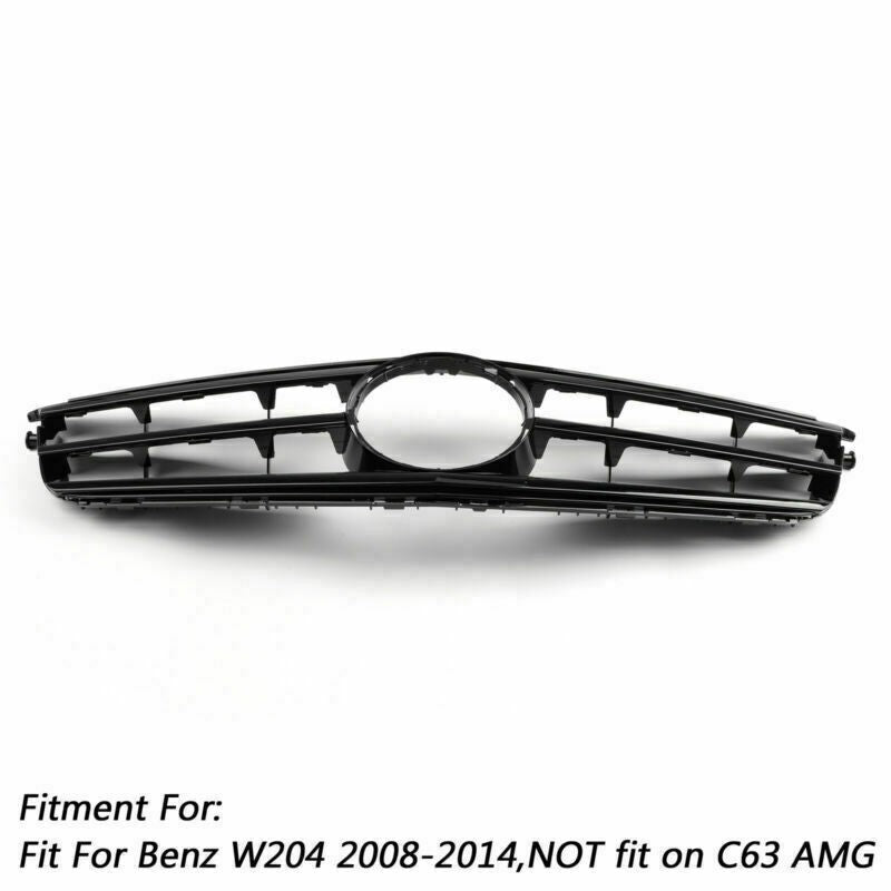 ??Front Bumper Grille For For Benz C Class W204 W/LED Emblem C300/C350 08-14 Blk