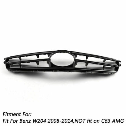 ??Front Bumper Grille For For Benz C Class W204 W/LED Emblem C300/C350 08-14 Blk