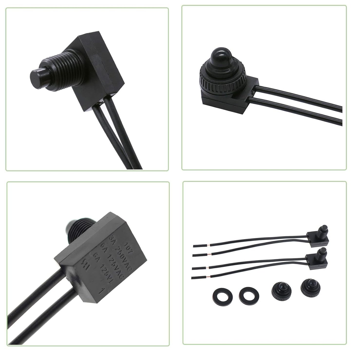 10Pcs 12V-48V Waterproof Push Button On-Off Switch 4.5" Leads For Motorcycle Car
