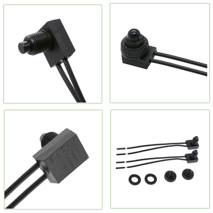 10Pcs 12V-48V Waterproof Push Button On-Off Switch 4.5" Leads For Motorcycle Car