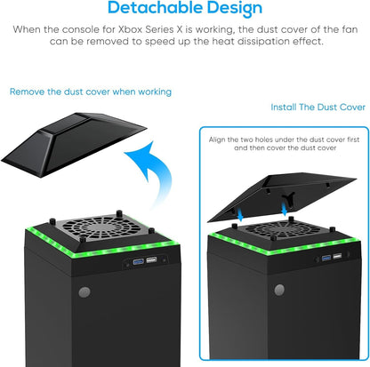 RGB Cooling Fan for Xbox Series X Game Console Vertical Stand Cooler Accessories