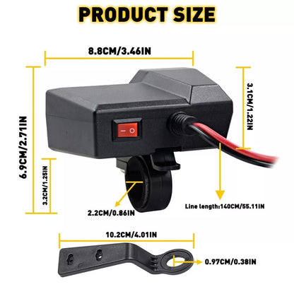12V Waterproof Motorcycle Accessories Dual USB Charger Power Port Adapter Socket