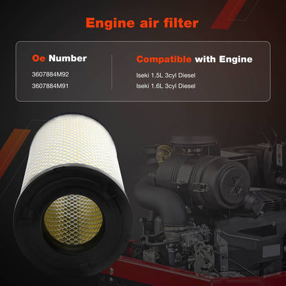 Air Filter 3607884M92 for Massey Ferguson 1233 1526 1528 1529 1531 1532 1533