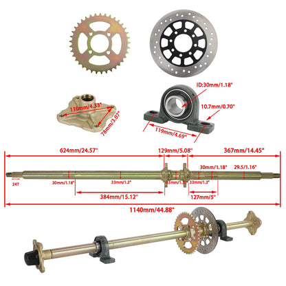 44.8 ATV Quad Go Kart Rear Live Axle Kit Sprocket Brake Wheel Hub Brake Assembly