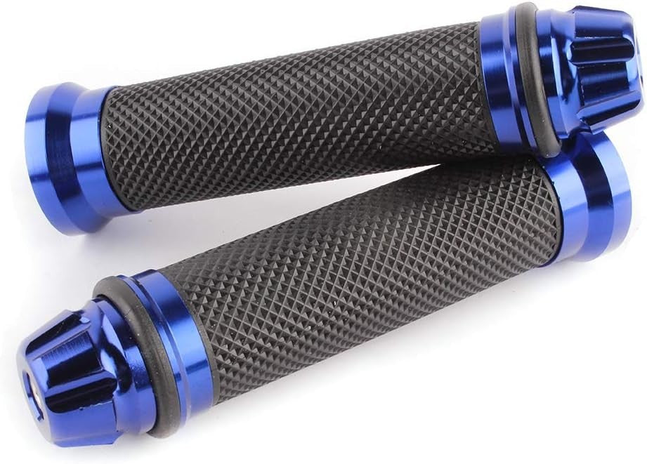 Blue 7/8" & 1" Handlebar Hand Grips Rubber Gel For Honda Suzuki Kawasaki Yamaha