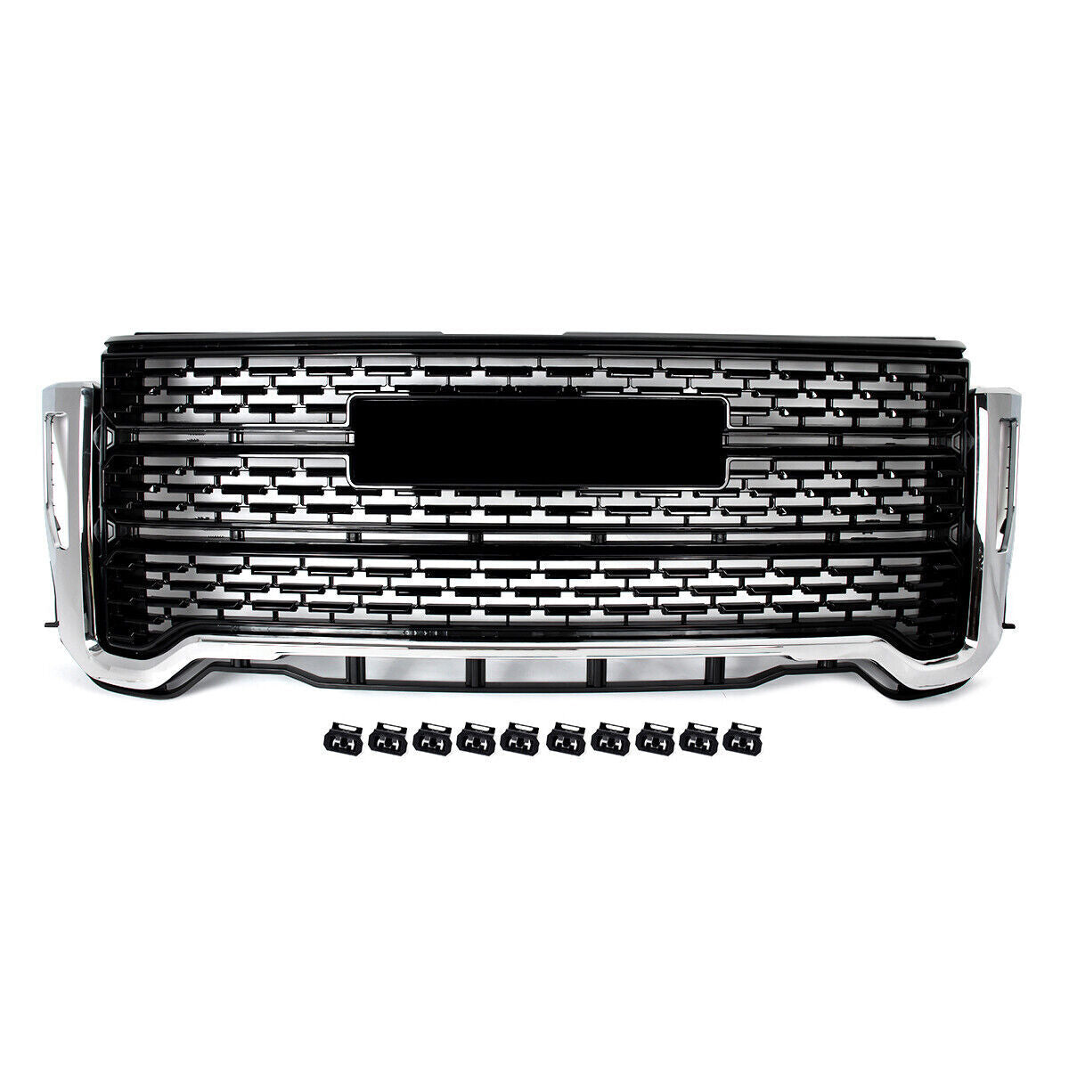 Front Bumper Grille Black w/Chrome Trim Fit GMC Sierra 2500 HD/3500 HD 2020-2023
