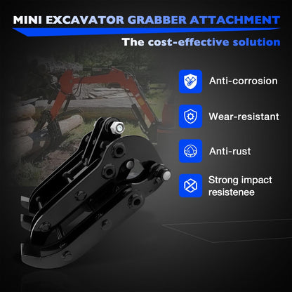 2-Pin Mini Excavator Grabber Attachment For 0.8-1.8 Tons Excavator Most Models