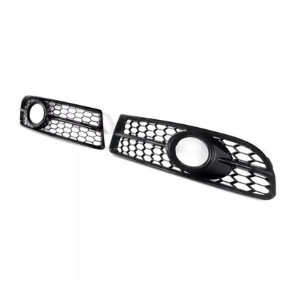Front Bumper Honeycomb Fog Grille Cover For Audi A4 B7 S-Line S4 2005-2008 Black