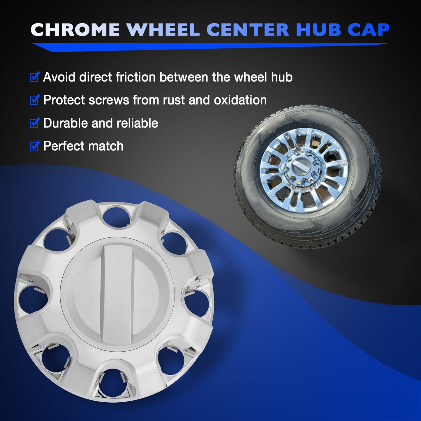 4PCS Chrome Wheel Center Hub Cap Cover For 2017-2022 Ford F250 F350 Super Duty