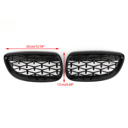 Front Kidney Grille Grill Fit BMW 2007-2010 E92 E93 328i 335i 2DR Meteor Black