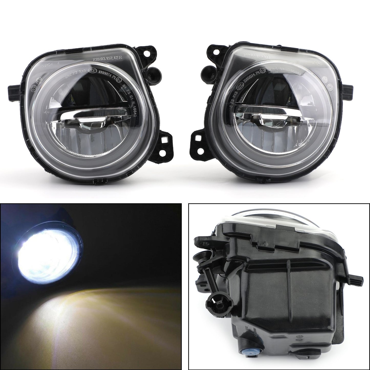 Pair LH+RH Front LED Fog Lights Lamps Foglights For BMW 5 Series F10 F07 LCI CT,