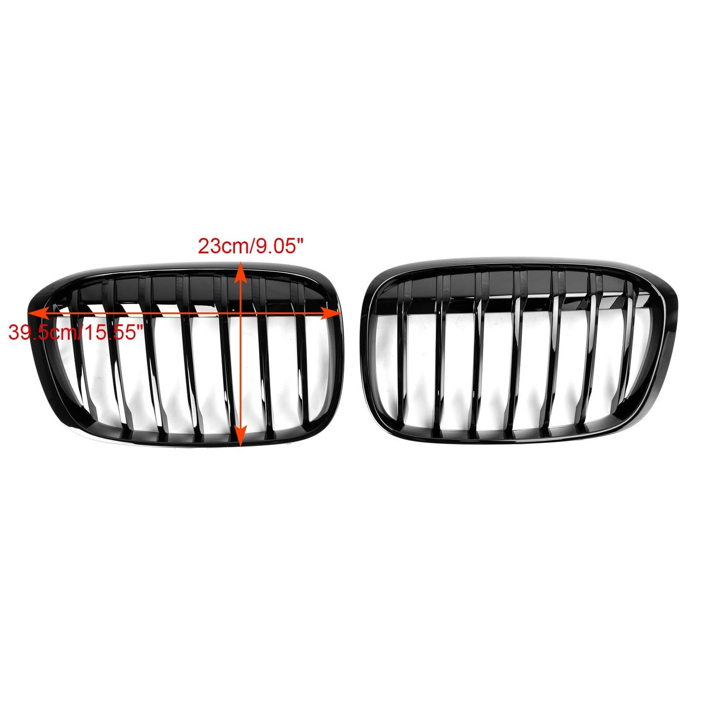 2PCS Gloss Black Front Kidney Grille Grill Fit BMW X1 F48 F49 2016-2018 2017