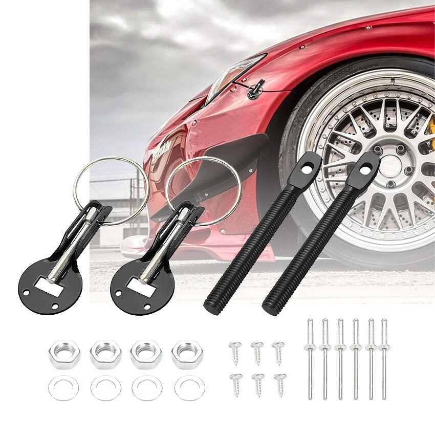 Car Universal Black Hood Pin Pins Lock Alloy Steel Mount Bonnet Latch Kit Racing