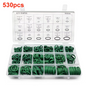 530PCS Green HNBR O-Rings Assortment Kit 18 Sizes for A/C Compressor