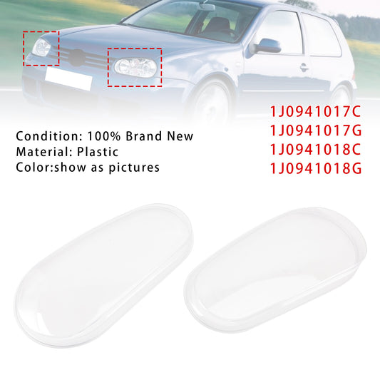 Left+Right Headlight Lens Shell Cover Lampshade For VW MK4 Golf/GTI/R32 99-2005