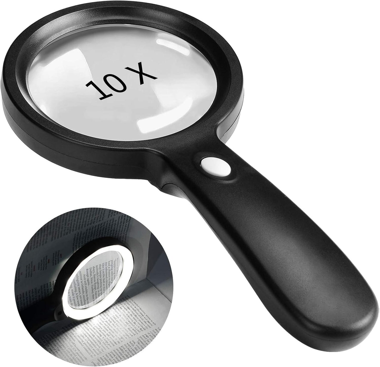 Magnifying Glass with Light, 10X Handheld Large Magnifying Glass 12 LED Illumina