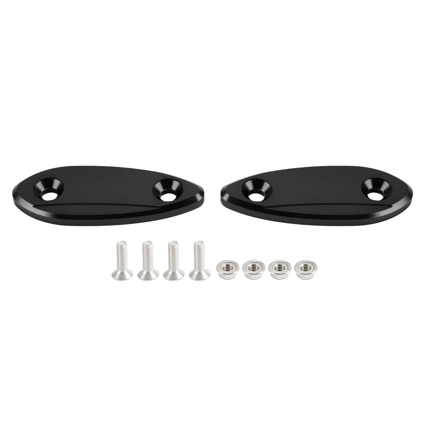 Black mirror delete blanking block off plates fits Kawasaki ZX-6R ZX6R 2009~2012