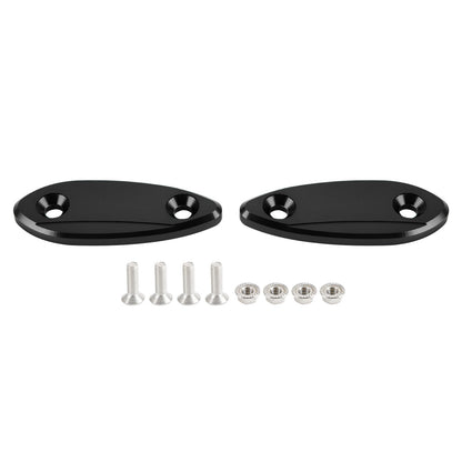 Black mirror delete blanking block off plates fits Kawasaki ZX-6R ZX6R 2009~2012