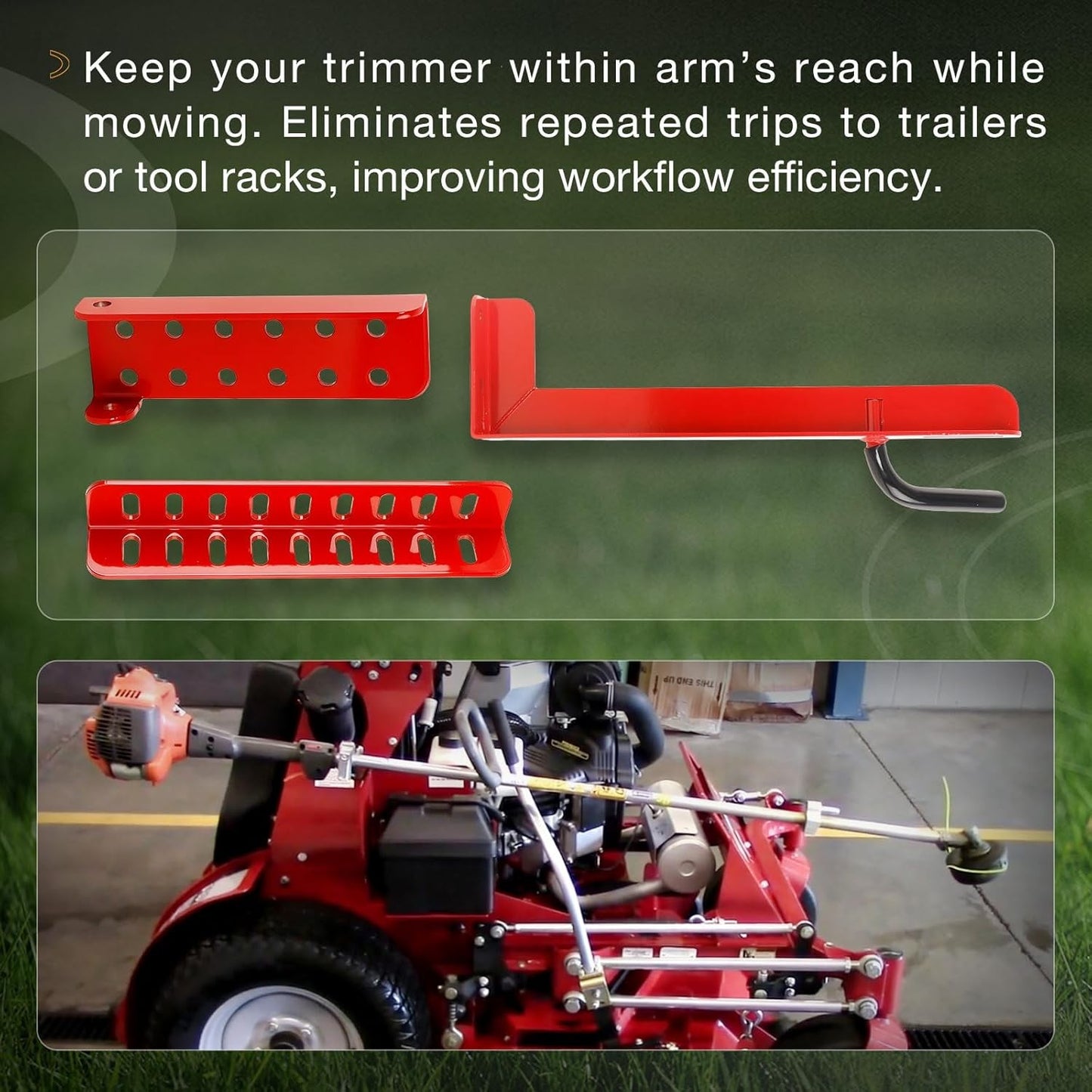 Mower Trimmer Rack Lockable For Most Walk-Behind Stand-On & ZTR Lawn Mower Red