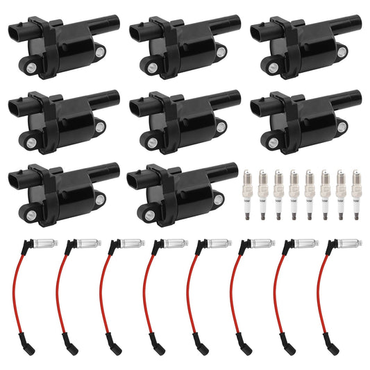Solid Spare 8x Ignition Coil & Spark Plug w/ Wire For 06-19 Chevy Buick GMC Hummer Cadillac