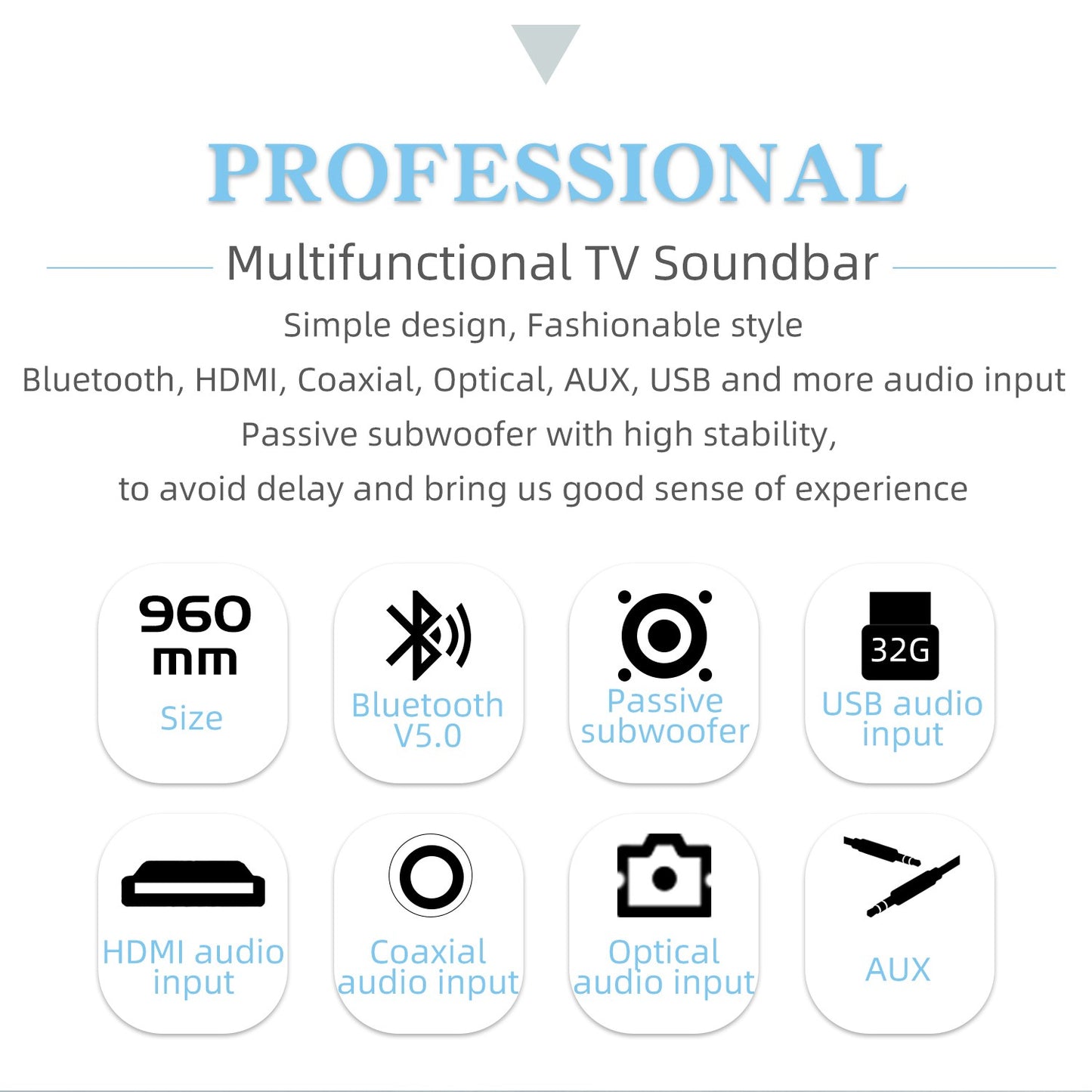 Bluetooth Subwoofer Audio Wireless Home Theater Soundbar Echo Wall Speaker