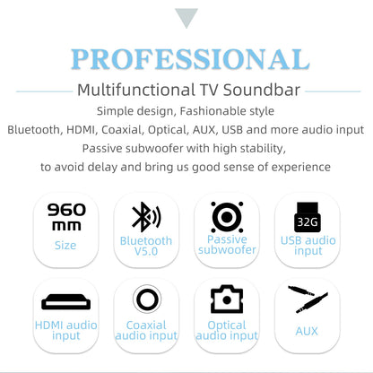 Bluetooth Subwoofer Audio Wireless Home Theater Soundbar Echo Wall Speaker
