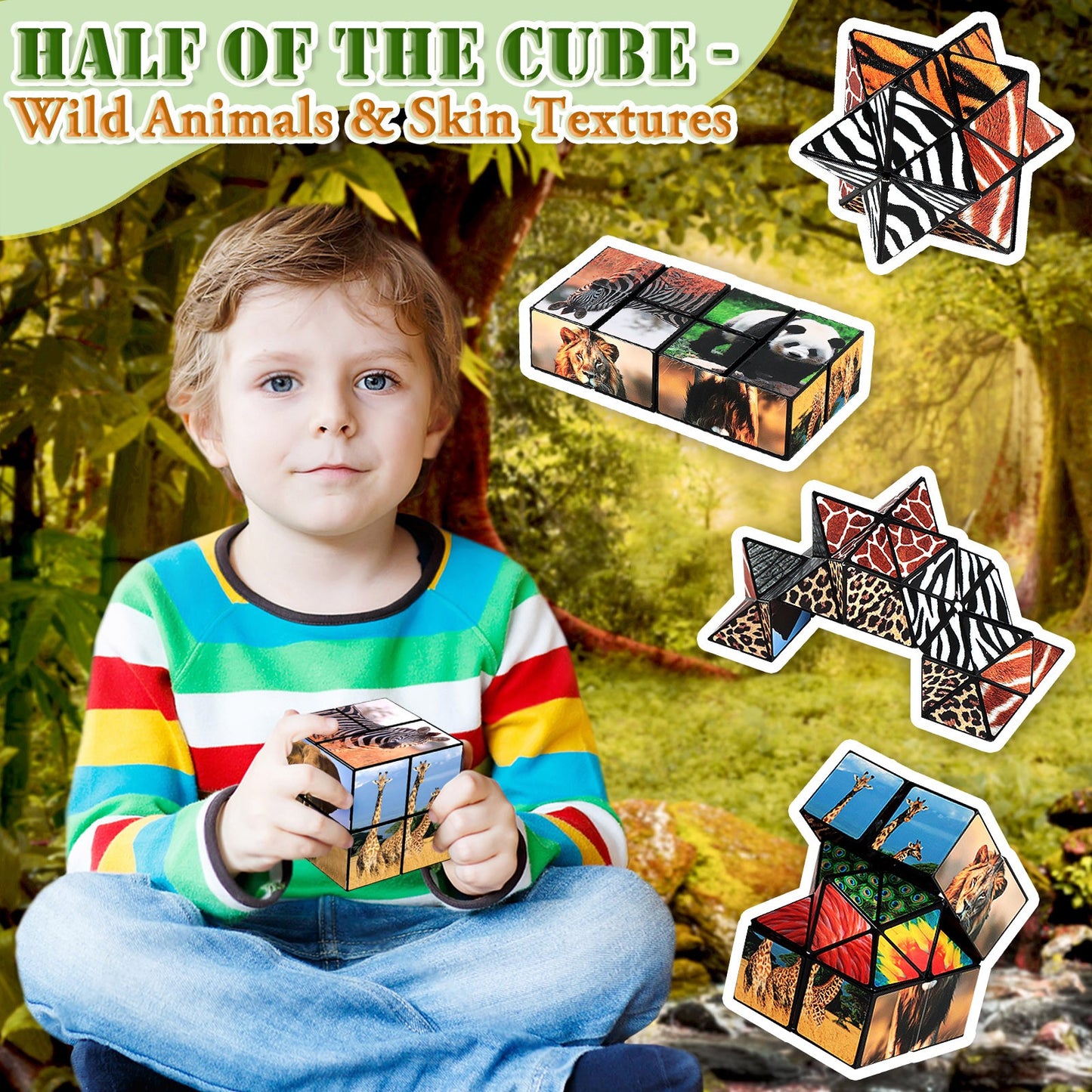 2 In 1 Animal Style Star Cube Magic Cube Set For Kid And Adult Toy Ages 8-12