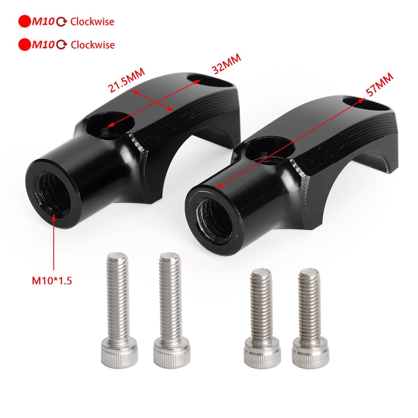 Master Cylinder Clamp 10mm Mirror Mount Black For BMW R 1200 1250 GS,Adv 13-21