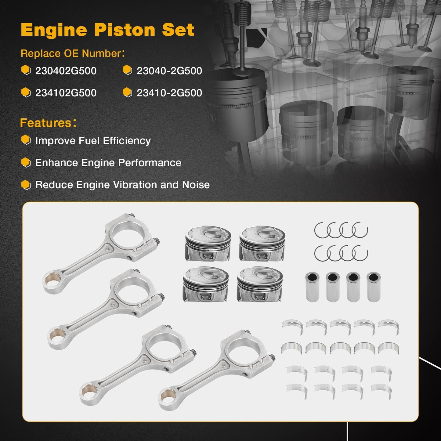 2.4L G4KJ Engine Rebuild Kit Overhaul Headgasket Piston Fit 2011-20 Kia Hyundai