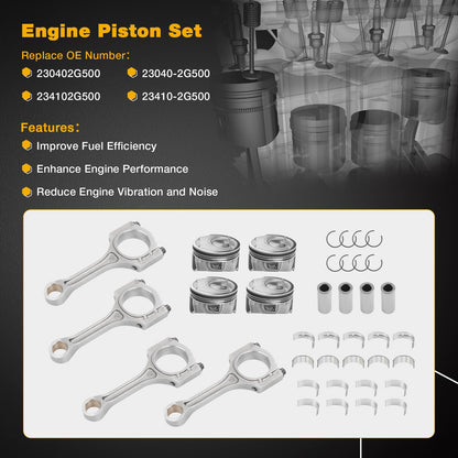 2.4L G4KJ Engine Rebuild Kit Overhaul Headgasket Piston Fit 2011-20 Kia Hyundai