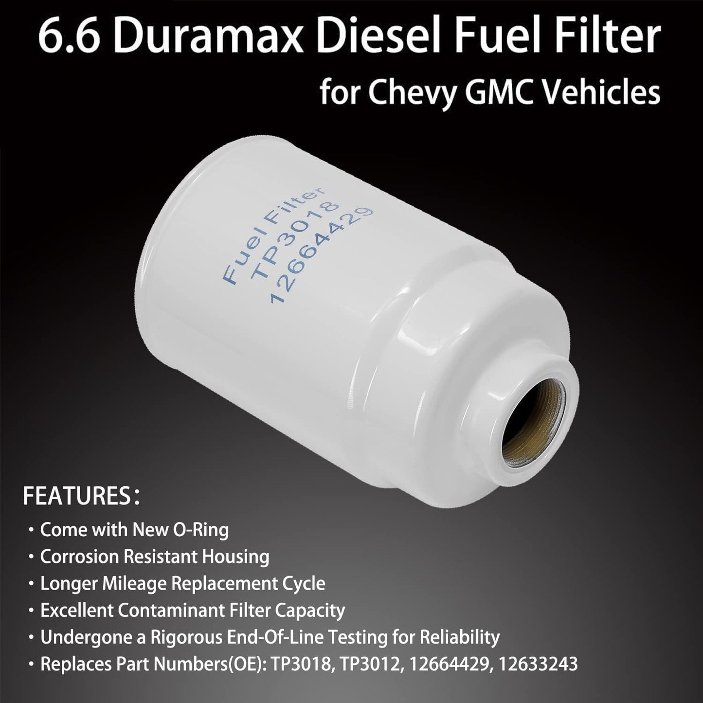 TP3018 6.6 Diesel Fuel Filter Fit 01-16 Chevy Silverado Express GMC Sierra 2500