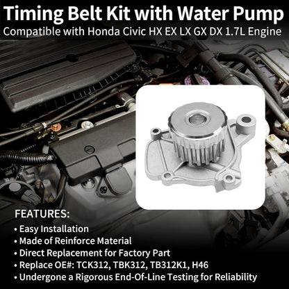 TBK312 1.7L Engine Timing Belt Kit w/ Water Pump 2001-2005 Honda Civic DX TCK312