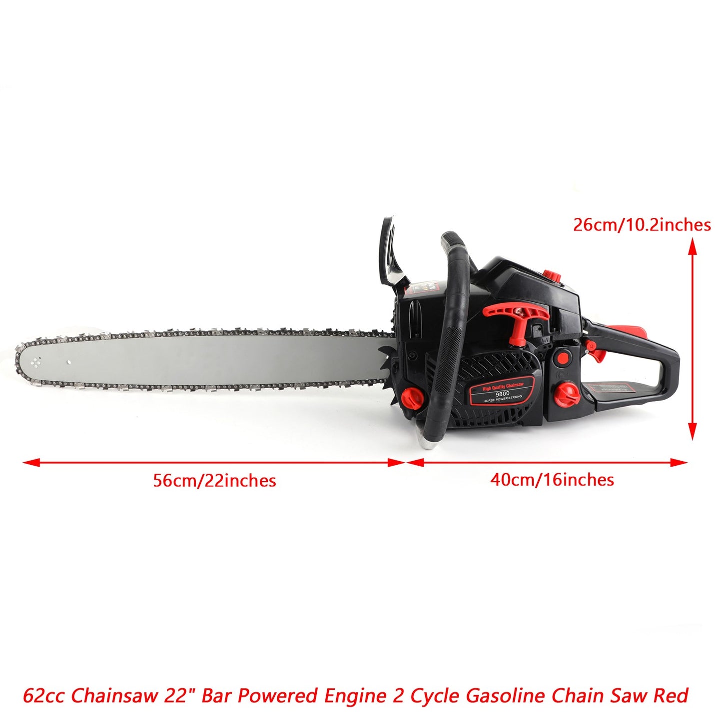 ??62cc Gas Chainsaw 22" Bar Gasoline Powered Chain Saw 2 Cycle Engine Cutting