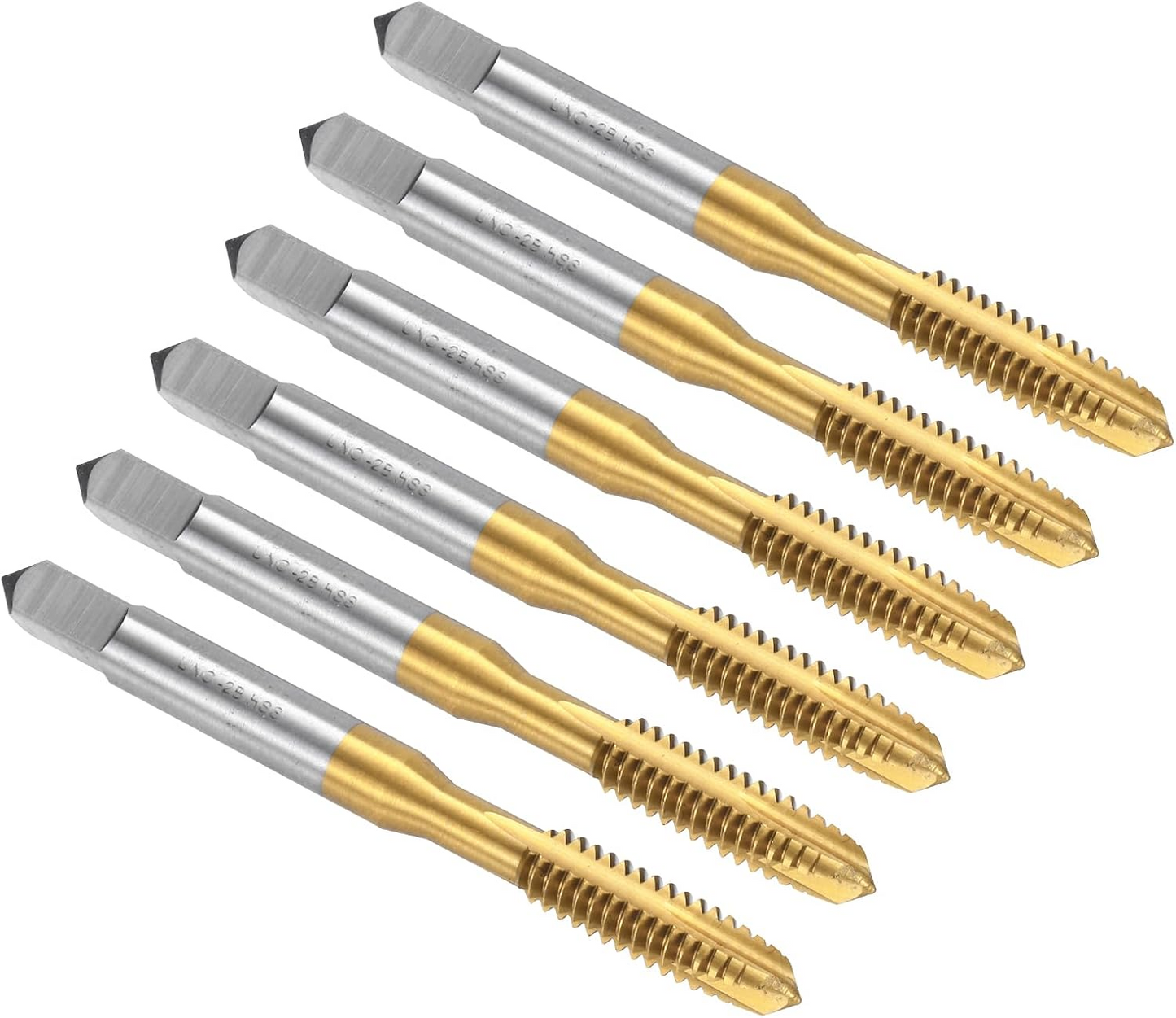 6pack 1/4-20 UNC B2 Spiral Point Thread Tap Titanium Coated Threading Tool