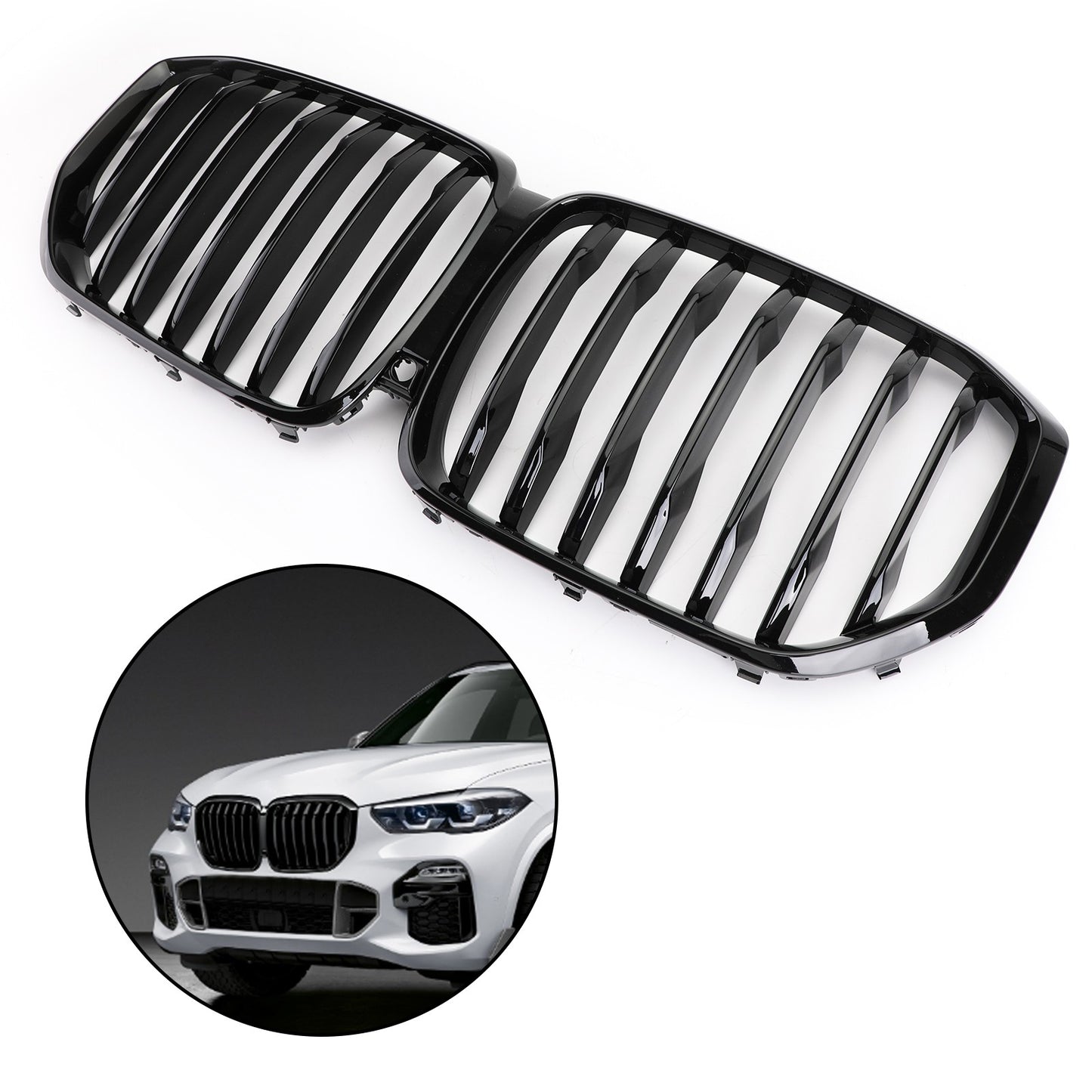 Gloss Black  Front Kidney Grill Grille Performance For BMW X5 G05 2018-2021